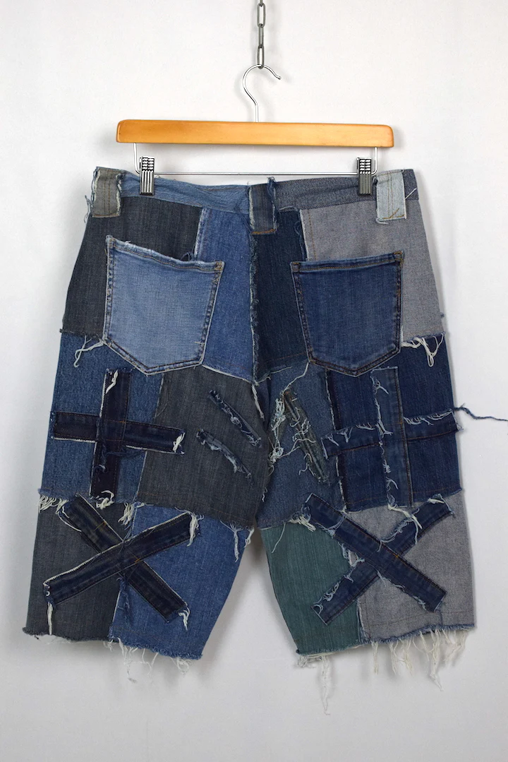 Reworked Denim Patchwork Shorts - Image 5