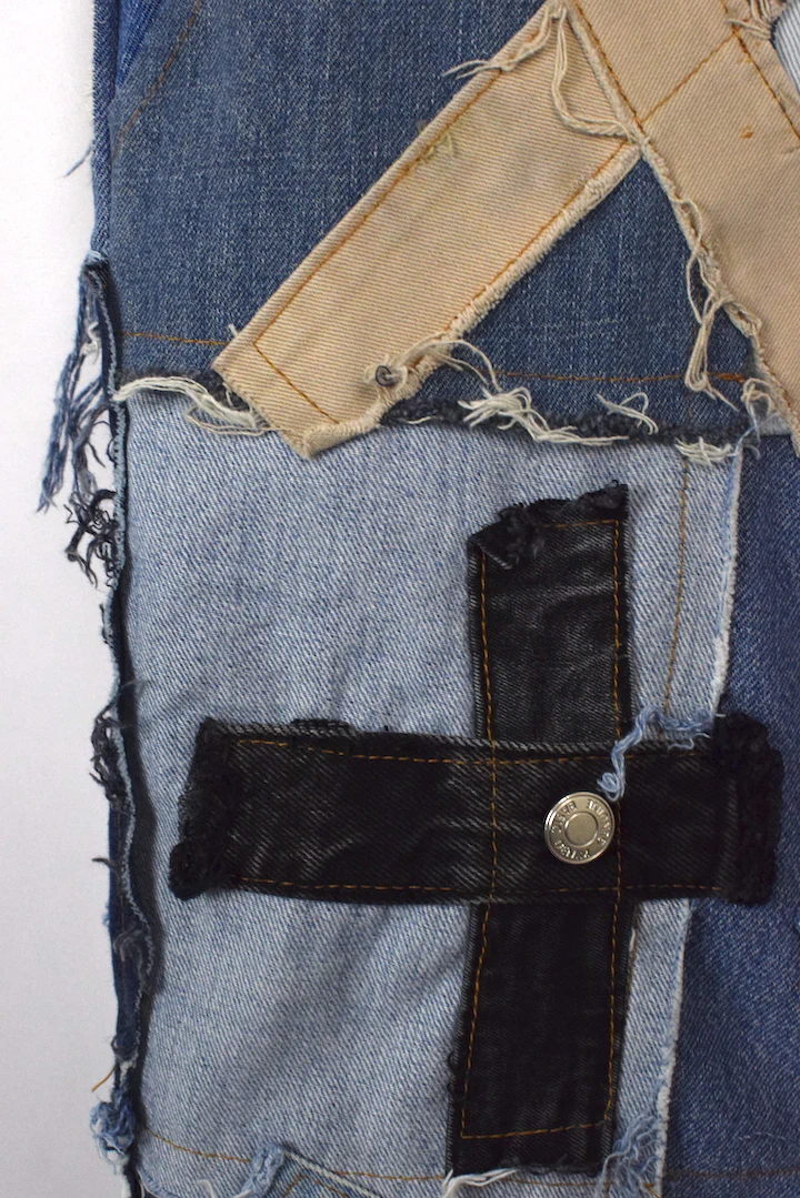Reworked Denim Patchwork Shorts - Image 3
