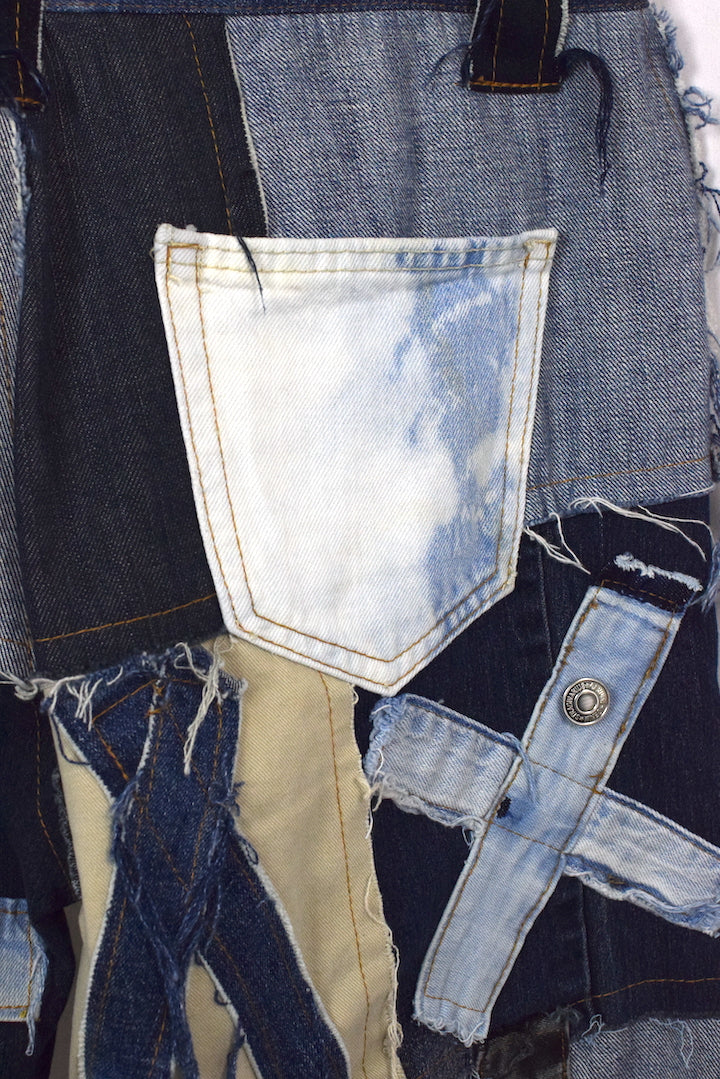 Reworked Denim Patchwork Shorts - Image 4
